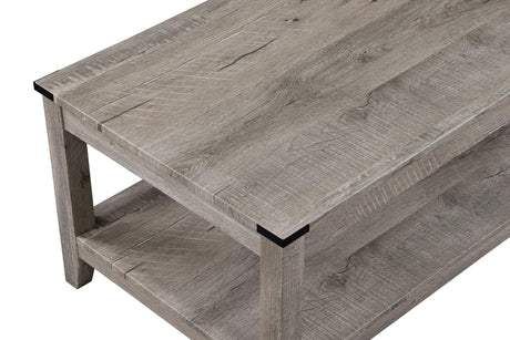 Milton light brown modern solid wood cocktail coffee table close-up of wood grain