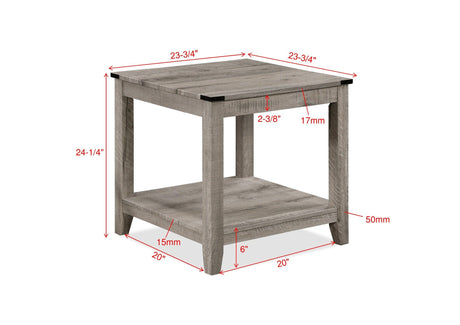 Milton light brown modern solid wood cocktail coffee table back angle