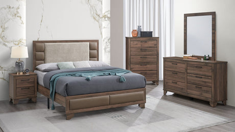 Mily Modern Walnut Upholstered Bedroom Set from Decor Furniture