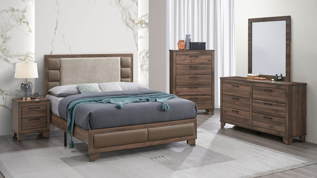 Mily Modern Walnut Upholstered Bedroom Set from Decor Furniture