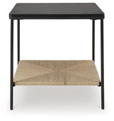 Close-up of black marble tabletop on Minrich Accent Table