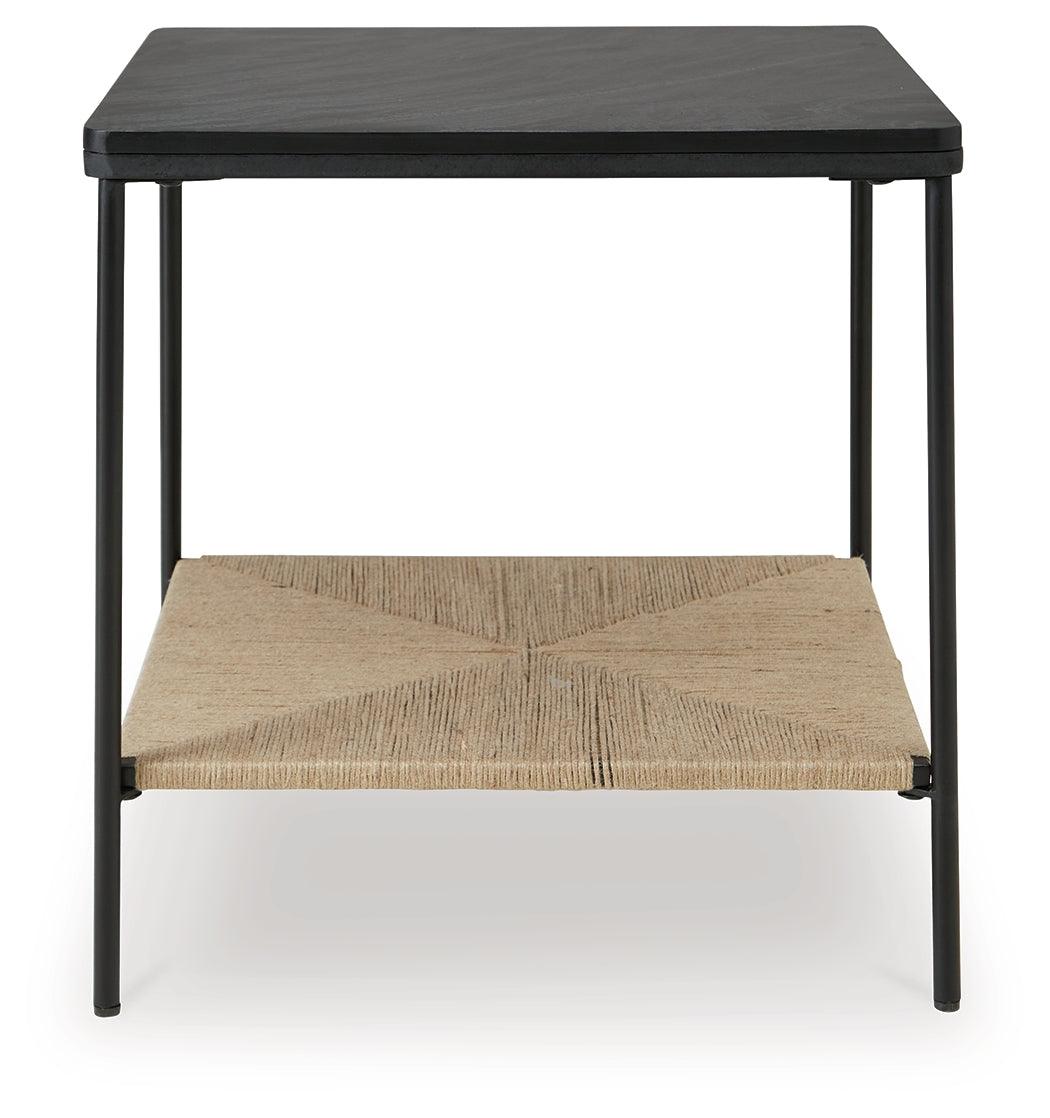 Close-up of black marble tabletop on Minrich Accent Table