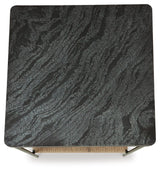 Metal base detail on Minrich Black and Natural Accent Table