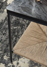 Natural jute woven bottom shelf on Minrich Accent Table