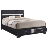 Side angle of Miranda Black Storage Bedroom Set king bed