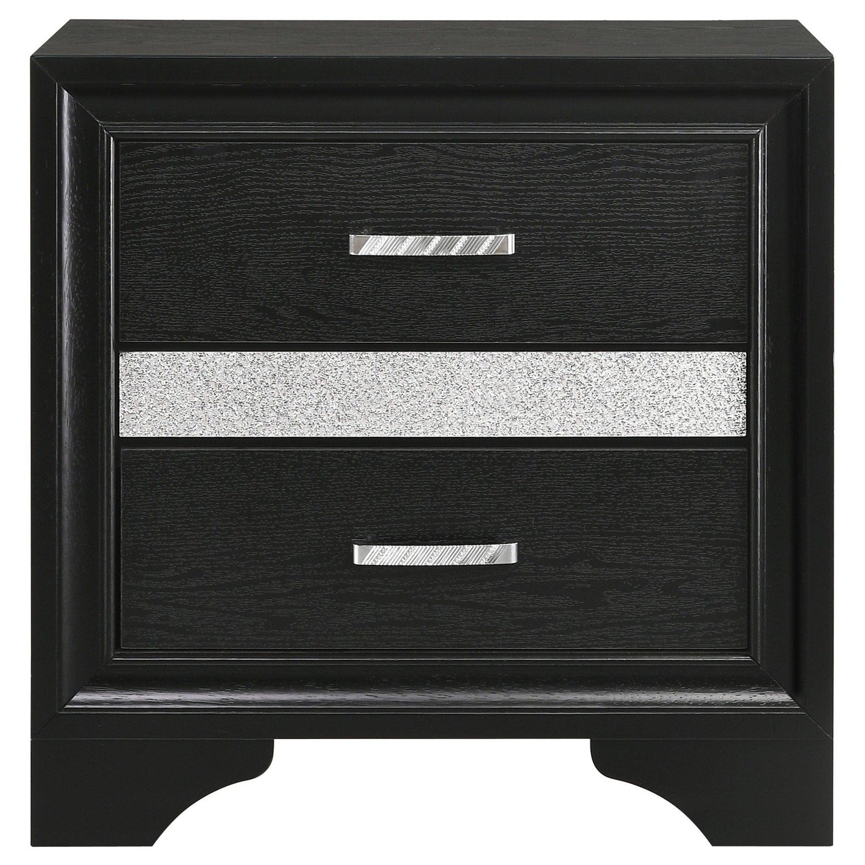 Front view of Miranda Black Storage Bedroom Set bed