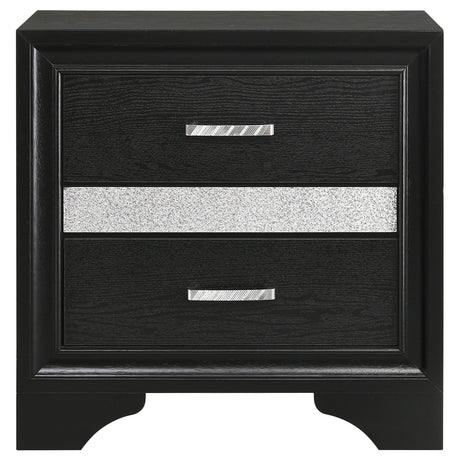 Front view of Miranda Black Storage Bedroom Set bed