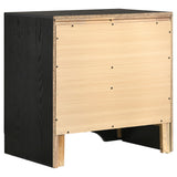 Side view showing storage on Miranda Black Bedroom Set bed