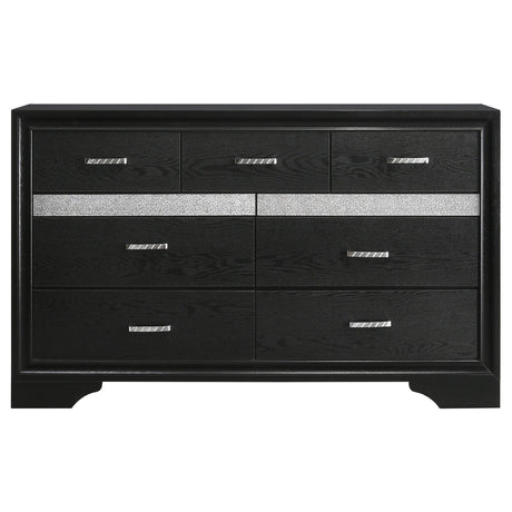 Main front view of Miranda Black Storage Bedroom Set bed