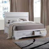 Side view of Miranda White Storage Bedroom Set bed