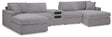 Modmax Granite Performance Fabric,Next-Gen Nuvella™ 5 Piece Sectional with Audio Console - image 1