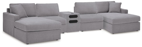 Modmax Granite Performance Fabric,Next-Gen Nuvella™ 5 Piece Sectional with Audio Console - image 1
