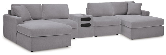 Modmax Granite Performance Fabric,Next-Gen Nuvella™ 5 Piece Sectional with Audio Console - image 1