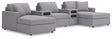 Modmax Granite Performance Fabric,Next-Gen Nuvella™ 5-Piece Sectional with Chaise and Audio Console - image 1
