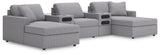 Modmax Granite Performance Fabric,Next-Gen Nuvella™ 5-Piece Sectional with Chaise and Audio Console - image 1