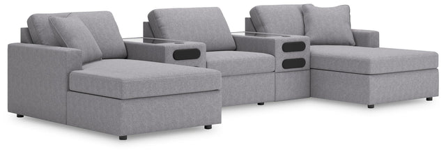 Modmax Granite Performance Fabric,Next-Gen Nuvella™ 5-Piece Sectional with Chaise and Audio Console - image 1