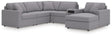 Modmax Granite Performance Fabric,Next-Gen Nuvella™ 6-Piece Sectional with Audio System and Chaise from Decor Furniture