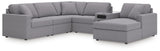 Modmax Granite Performance Fabric,Next-Gen Nuvella™ 6-Piece Sectional with Audio System and Chaise from Decor Furniture