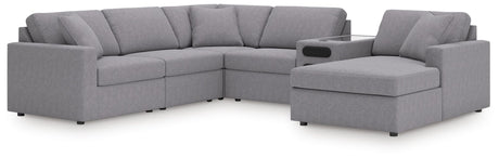 Modmax Granite Performance Fabric,Next-Gen Nuvella™ 6-Piece Sectional with Audio System and Chaise from Decor Furniture