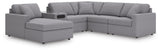 Modmax Granite Performance Fabric,Next-Gen Nuvella™ 6-Piece Sectional with Audio System and Chaise - image 1