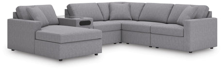 Modmax Granite Performance Fabric,Next-Gen Nuvella™ 6-Piece Sectional with Audio System and Chaise - image 1