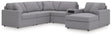 Modmax Granite Performance Fabric,Next-Gen Nuvella™ 6-Piece Sectional with Audio System and Chaise - image 1