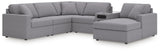 Modmax Granite Performance Fabric,Next-Gen Nuvella™ 6-Piece Sectional with Audio System and Chaise - image 1