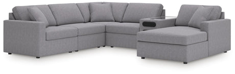 Modmax Granite Performance Fabric,Next-Gen Nuvella™ 6-Piece Sectional with Audio System and Chaise - image 1