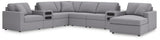 Modmax Granite Performance Fabric,Next-Gen Nuvella™ 8-Piece Sectional with Audio System and Chaise view 3