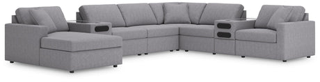 Modmax Granite Performance Fabric,Next-Gen Nuvella™ 8-Piece Sectional with Audio System and Chaise - image 1