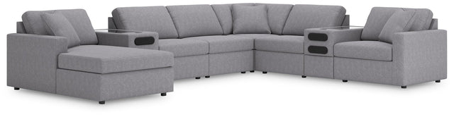 Modmax Granite Performance Fabric,Next-Gen Nuvella™ 8-Piece Sectional with Audio System and Chaise - image 1