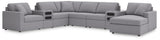 Modmax Granite Performance Fabric,Next-Gen Nuvella™ 8-Piece Sectional with Audio System and Chaise - image 1