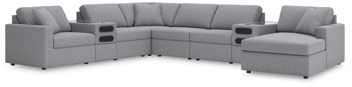 Modmax Granite Performance Fabric,Next-Gen Nuvella™ 8-Piece Sectional with Audio System and Chaise - image 1