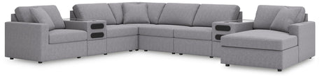 Modmax Granite Performance Fabric,Next-Gen Nuvella™ 8-Piece Sectional with Audio System and Chaise - image 1