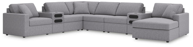 Modmax Granite Performance Fabric,Next-Gen Nuvella™ 8-Piece Sectional with Audio System and Chaise - image 1
