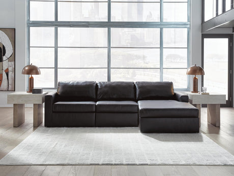 Modmax II Black Leather 3-Piece Sectional Sofa Chaise - image 1