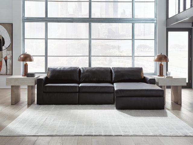 Modmax II Black Leather 3-Piece Sectional Sofa Chaise - image 1