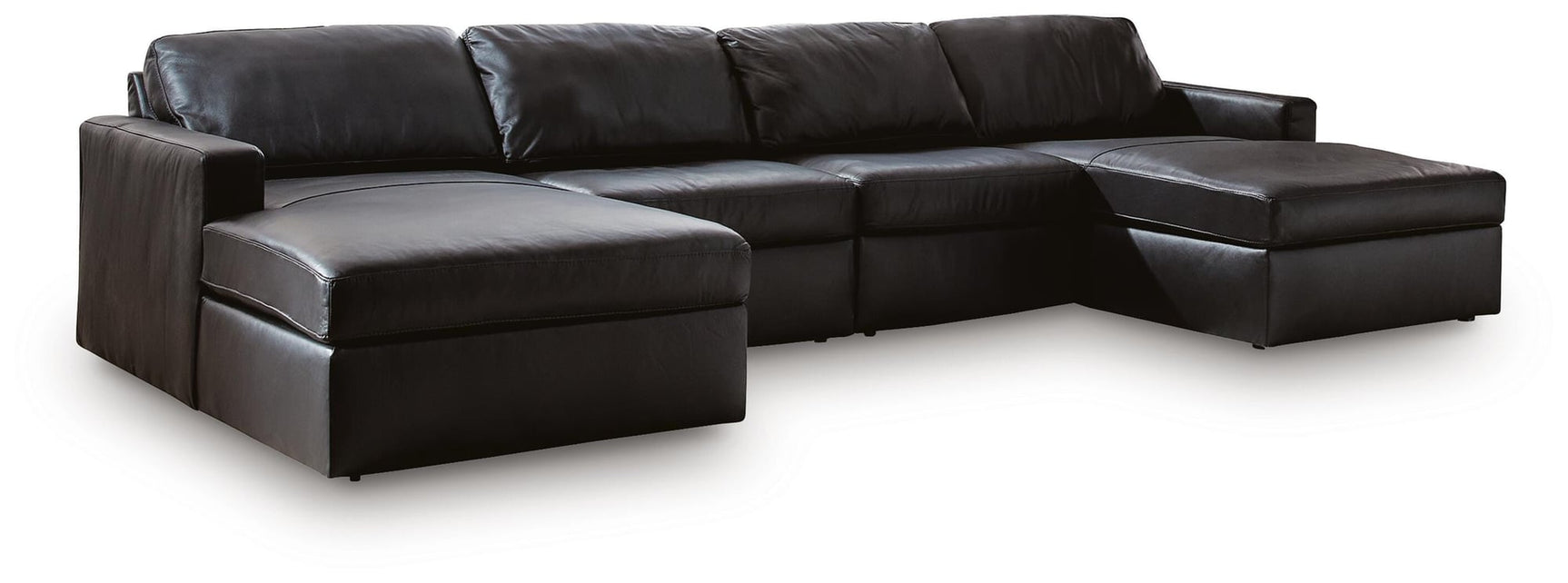 Modmax II Black Leather 4-Piece Double Chaise Sectional - image 2