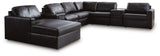 Modmax II Black Leather 8-Piece Sectional with Chaise and Audio Consoles - image 2