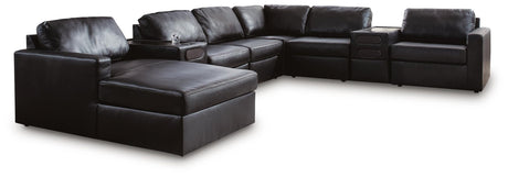 Modmax II Black Leather 8-Piece Sectional with Chaise and Audio Consoles - image 2