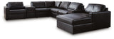 Modmax II Black Leather 8-Piece Sectional with Chaise and Audio Consoles - image 2