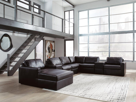 Modmax II Black Leather 8-Piece Sectional with Chaise and Storage Consoles - image 1