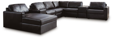 Modmax II Black Leather 8-Piece Sectional with Chaise and Storage Consoles - image 2