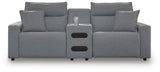 Modmax II Salt and Pepper Next-Gen Nuvella™ 3-Piece Power Reclining Sectional with Audio Console - image 2