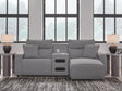 Modmax II Salt and Pepper Next-Gen Nuvella™ 3-Piece Power Reclining Sectional with Chaise and Audio Console - image 1