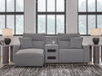 Modmax II Salt and Pepper Next-Gen Nuvella™ 3-Piece Power Reclining Sectional with Chaise and Audio Console - image 1