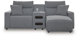 Modmax II Salt and Pepper Next-Gen Nuvella™ 3-Piece Power Reclining Sectional with Chaise and Audio Console - image 2