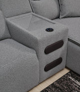 Modmax II Salt and Pepper Next-Gen Nuvella™ 3-Piece Power Reclining Sectional with Chaise and Audio Console - image 5
