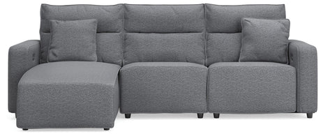 Modmax II Salt and Pepper Next-Gen Nuvella™ 3-Piece Reclining Sofa Chaise from Decor Furniture