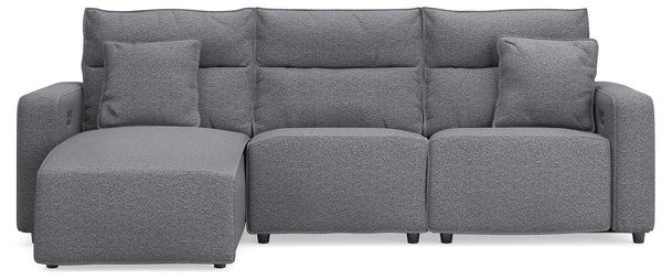 Modmax II Salt and Pepper Next-Gen Nuvella™ 3-Piece Reclining Sofa Chaise from Decor Furniture
